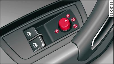 Detail of the driver's door: Adjuster knob